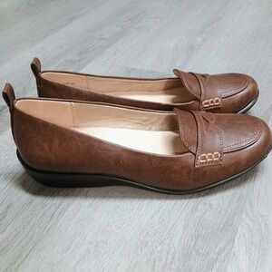 Lifestride Soft System Comfort Brown Slip On Dress Shoe  Office Work Size 7.5